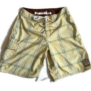 Katin Mens Yellow Plaid Board Shorts